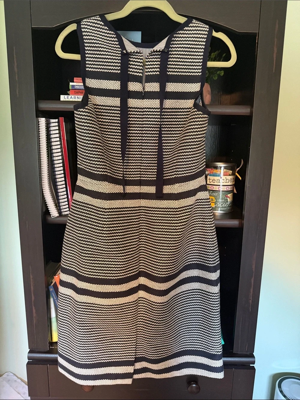 J Crew Sleeveless Striped Knit Midi Dress - Navy & White